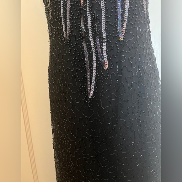 Jakelin Silk Sleeveless Beaded Gown with High Neck, Keyhole Front, and Open Back - Picture 6 of 14